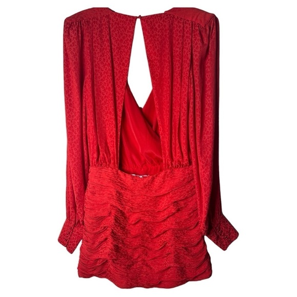 Free People Let’s Dance Red Jacquard Mini Dress Sz 8 NWT - Picture 6 of 15
